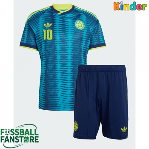 Kolumbien James Rodriguez #10 Replik Auswärtstrikot Kinder WM 2026 Kurzarm (+ Kurze Hosen)